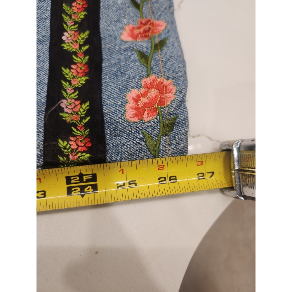 VTG Cache Sz 10 Embroidered Floral Y2K Bohemian Hippie Womens Button Fly Jeans - Picture 13 of 13